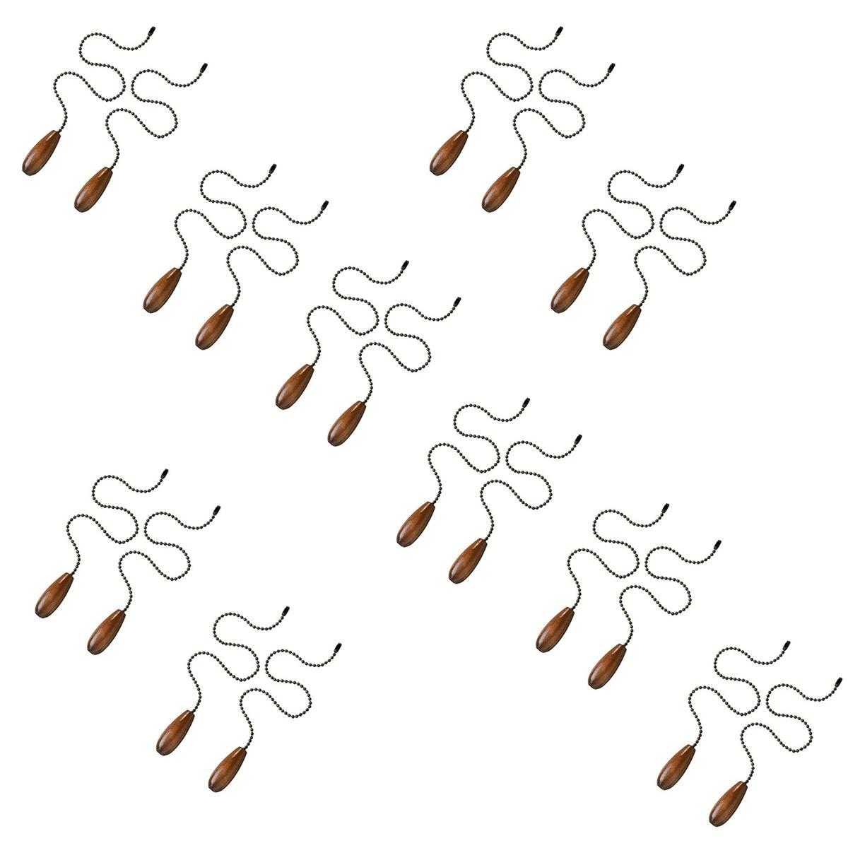 OUMERY 20 Pieces Ceiling Fan Chain Pulls Wooden Pull Chain Extension Pull Chain for Ceiling Light Lamp Fan Chain (Walnut Color)