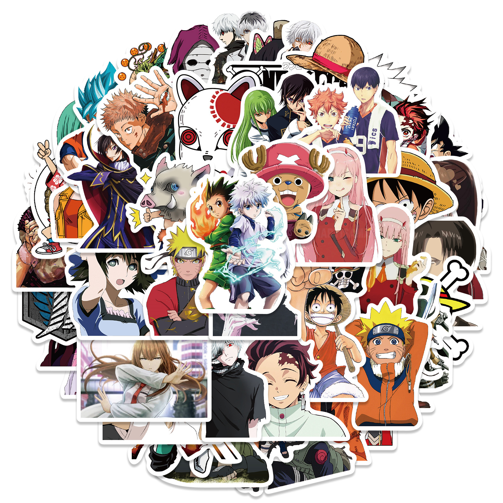 Pcs Mixed Anime Stickers One Piece Demon Slayer Naruto Hunter Anime Sticker Notebook