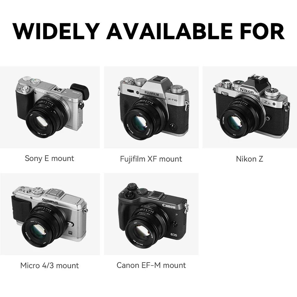 7artisans 35mm F1.2 II APS-C Large aperture Prime Lens for Micro 4/3 Sony E A6000 A7III Fuji X Canon EF-M Nikon Z Z5. 