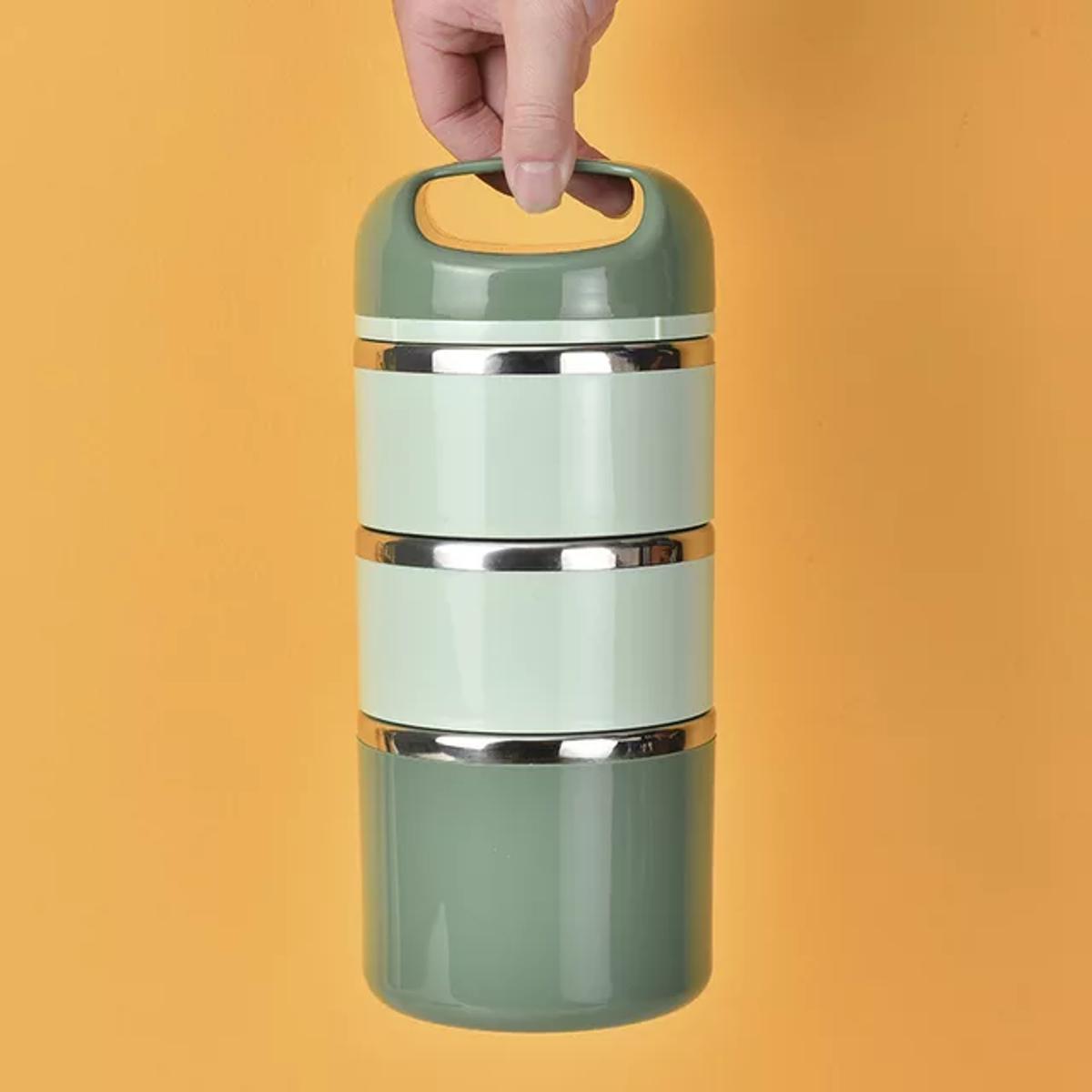 Tedemei 3 Layers with Handle Inner Stainless Steel Bento Lunch box - 1430 ml -. 