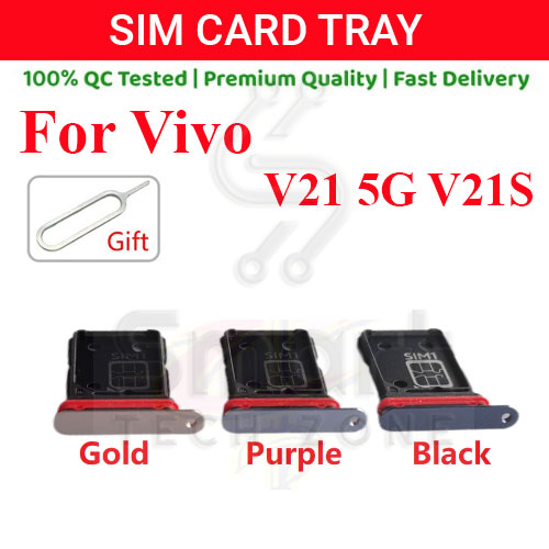 Vivo V21 V21s 5G Sim Tray Micro SD Card Slot with Sim Ejector Pin Replacement Part