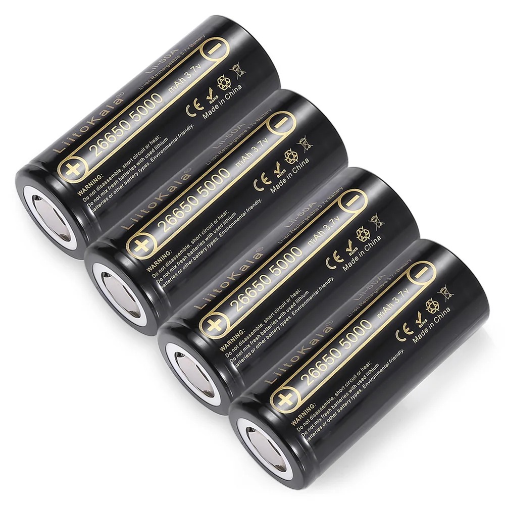 LiitoKala Lii-50A 26650 5000mAh 3.7V Li-ion Rechargeable Battery 26650 Lithium ion Battery- 1pcs. 