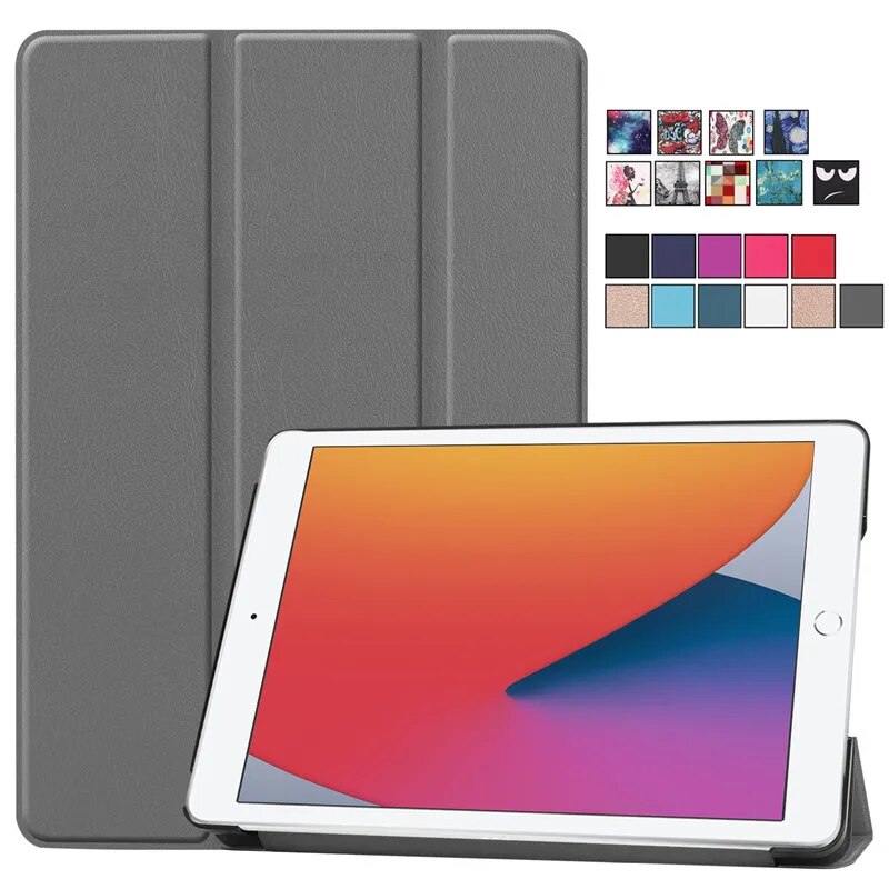 For iPad 10.2 10 2 7th 8th Generation Case Tri-Folding Stand Hard PC Back for Apple iPad 7 8 Gen Case Cover Auto Sleep/Wake Kids. 