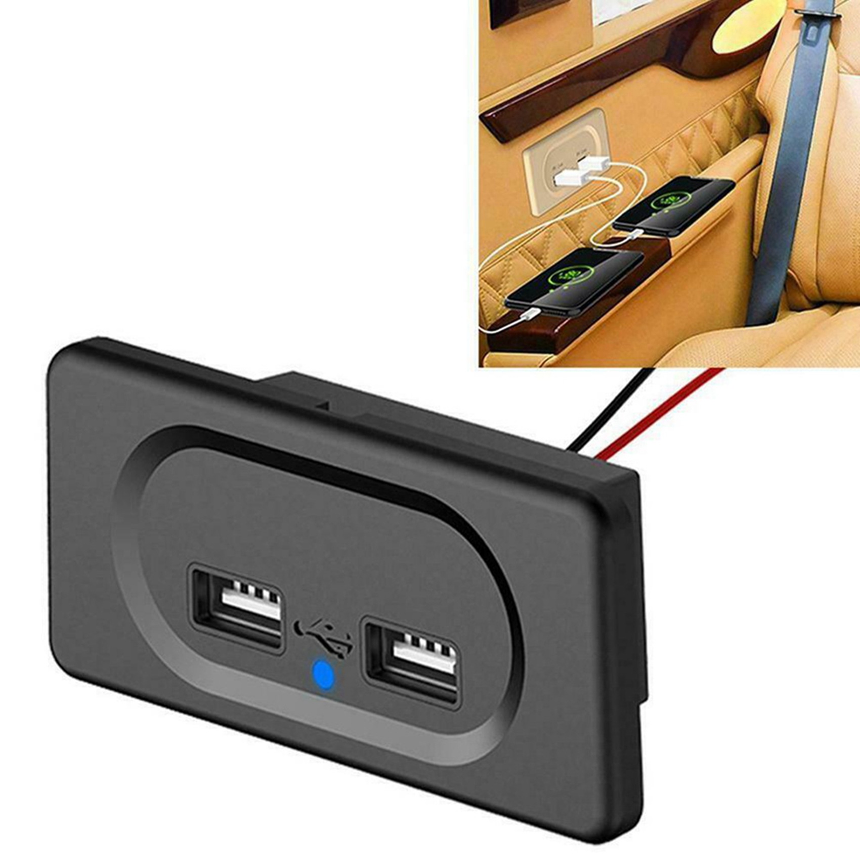 2X Vehicle DC5V/3.1A Dual USB Ports Charger Socket Modification Accessories for Car Camping Boat Motorhome Caravan