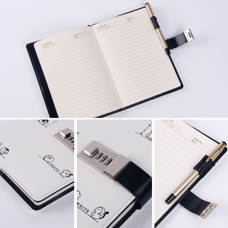 【happy one】Lock Diary Password Book Business Notepad Constellation Notebook Pupil Password Book Cute Cartoon. 