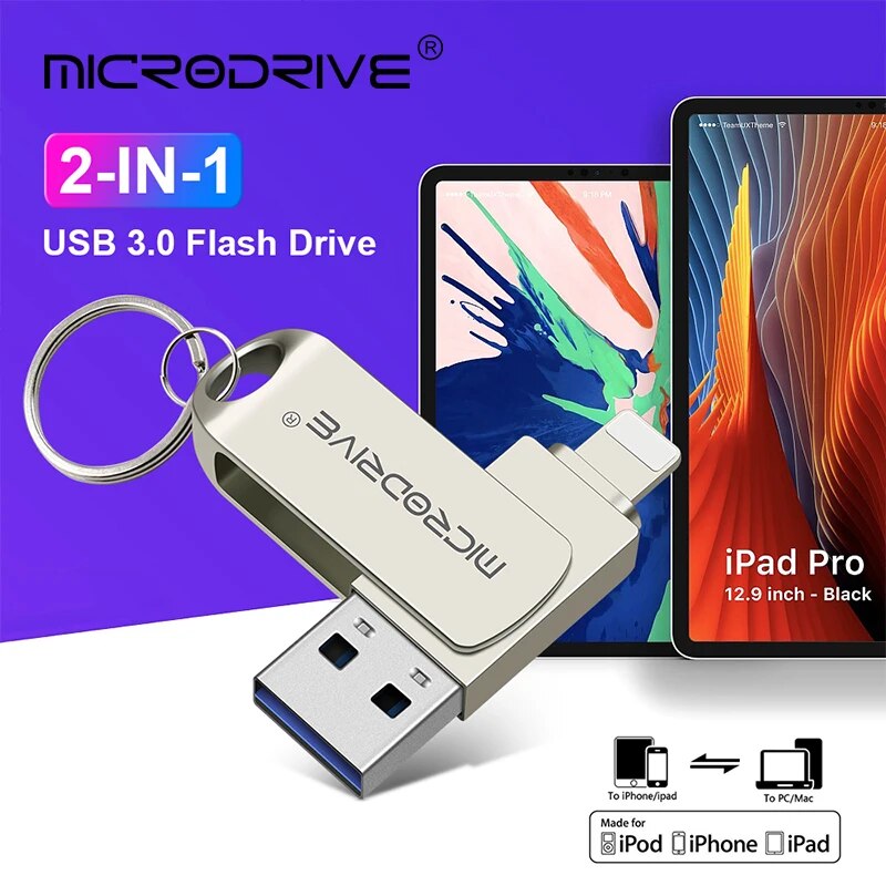 USB Flash Drive 128GB Pen Drive for iPhone X/XR/XS/ 8/7/6/iPad 64GB 32GB 256GB OTG Pendrive USB 3.0 Memory Stick for ios. 