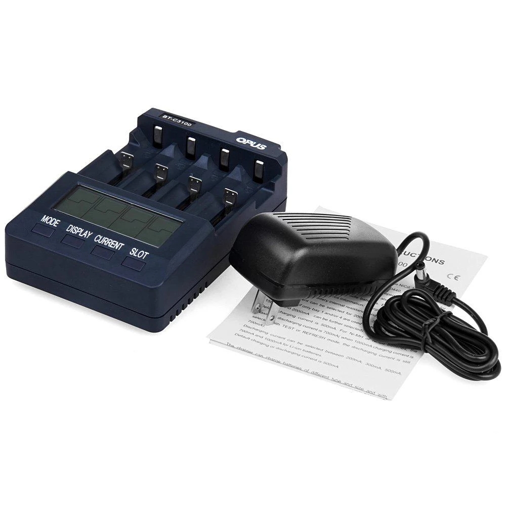 OPUS BT-C3100 V2.2 Universal Four Slots LCD Screen Replenisher Smart Rechargeable Smart Battery Charger Accessories Parts New. 