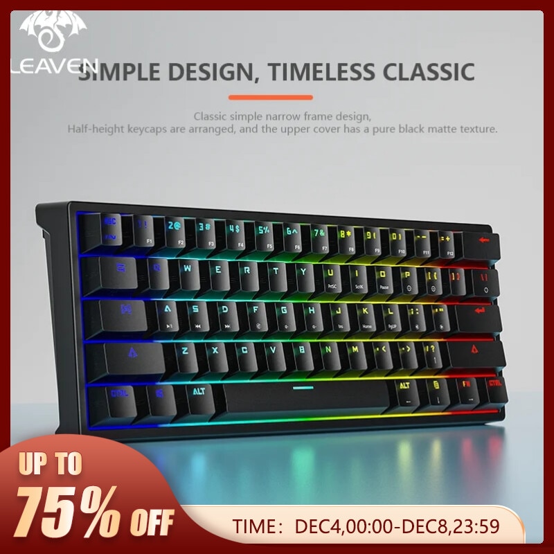LEAVEN K620 Wired Mechanical Keyboard 61 Keys RGB Lights Green Axis ESports Gaming Office Personality Key Computer Accessories