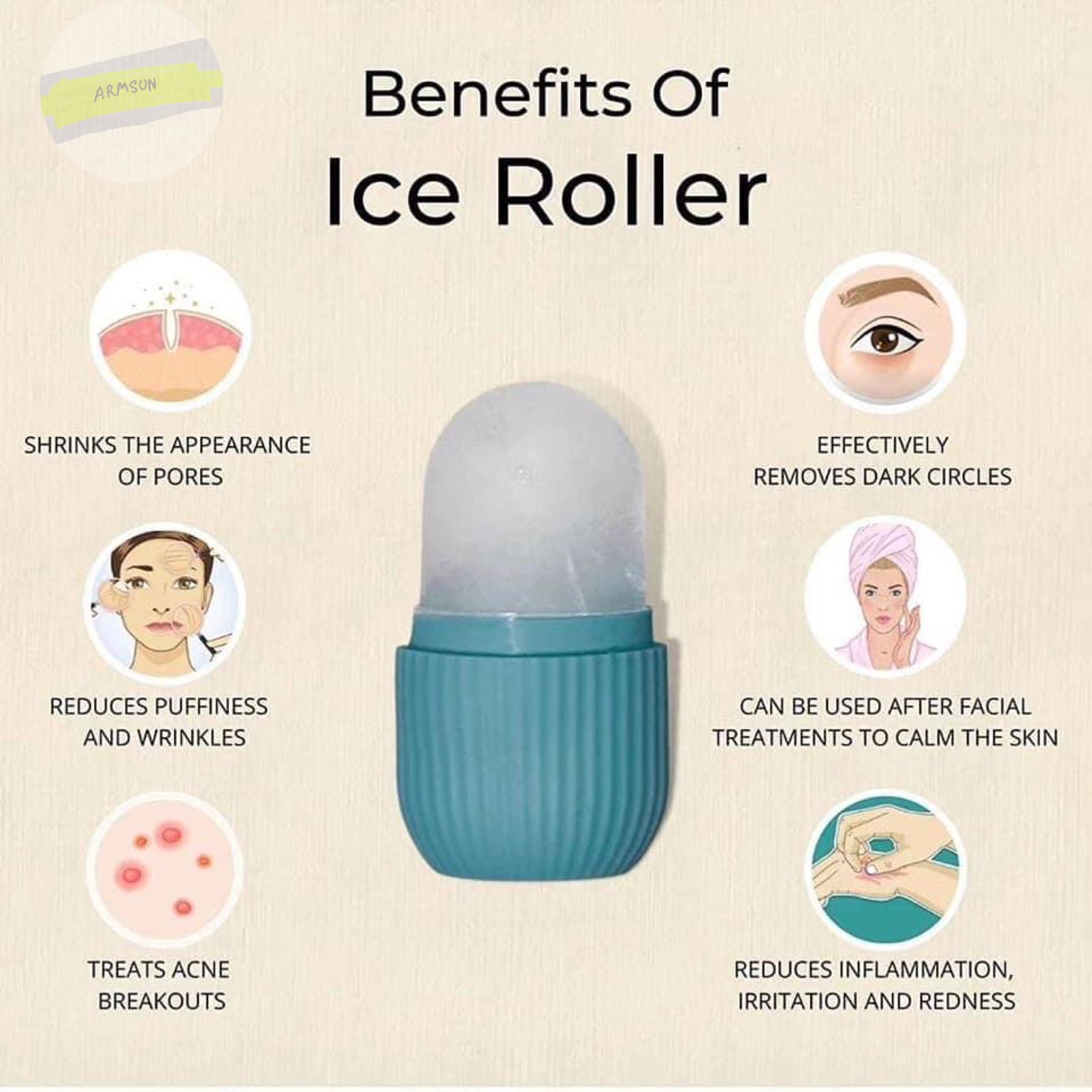 Easy-to-Use Face Ice Roller - Effective Face Massager Care Tool with Ice Mold for Refreshing Skincare. 