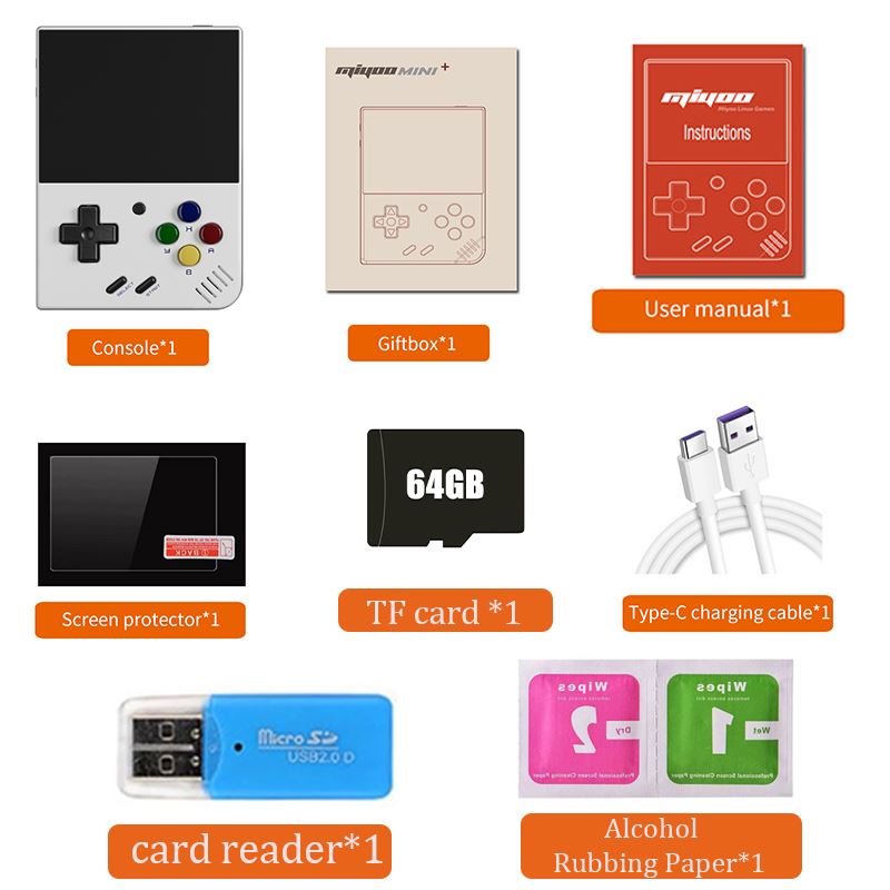 POWKIDDY Miyoo Mini+ Plus Onion OS Retro Handheld Game Console 3.5 Inch -Option -White-128G-Option -White-128G