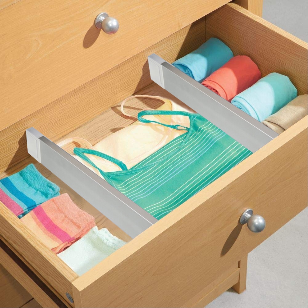 370-510MM Drawer Dividers Spring Loaded Bedroom Wardrobe Organizer Stackable Separator Aluminum Storage Baffle drawer organizers. 