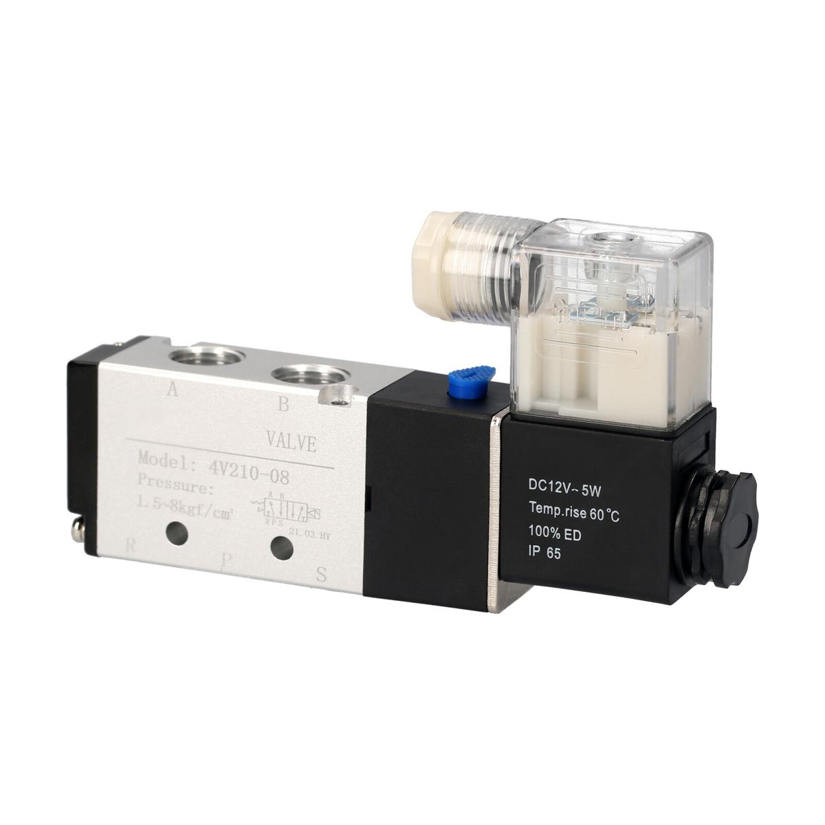 Pneumatic Air Control Solenoid Valve DC 24V PT1/4'' 5 Way 2 Position Internally Piloted Acting Type Single Electrical Control