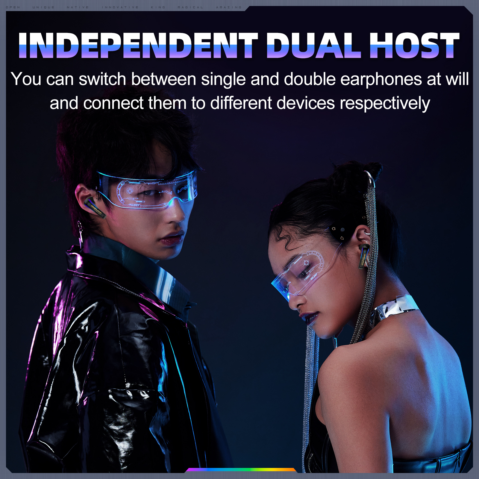 ONIKUMA T27 Wireless Headphone with Independent Connection RGB Light Earphone with Touch Control Gaming Headset for PC PS4 XBOX. 