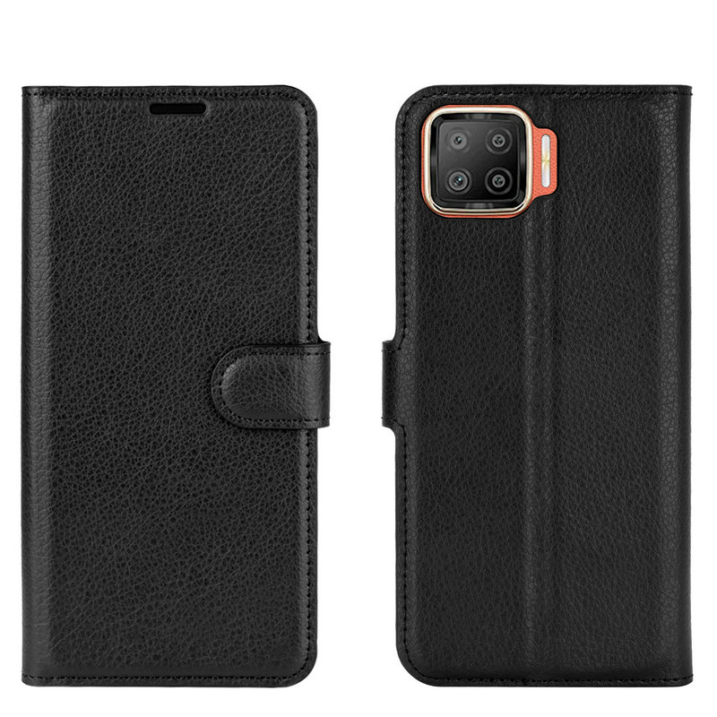 Cover Per Oppo A73 4G Con Protezione In Vetro Temperato - Custodia Rigida Con Anello Magnetico E Supporto, BF409 Black, 4 Strati Antigraffio