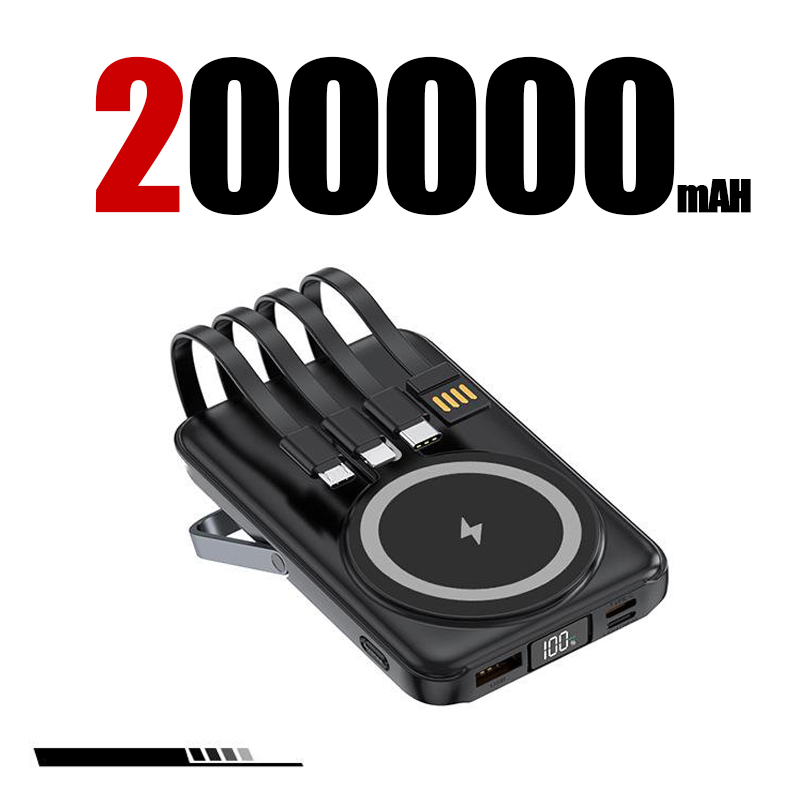 200000mah Portable Macsafe Magnetic Power Bank Fast Wireless Charger For iphone 15 Xiaomi Huawei External Auxiliary Battery Pack
