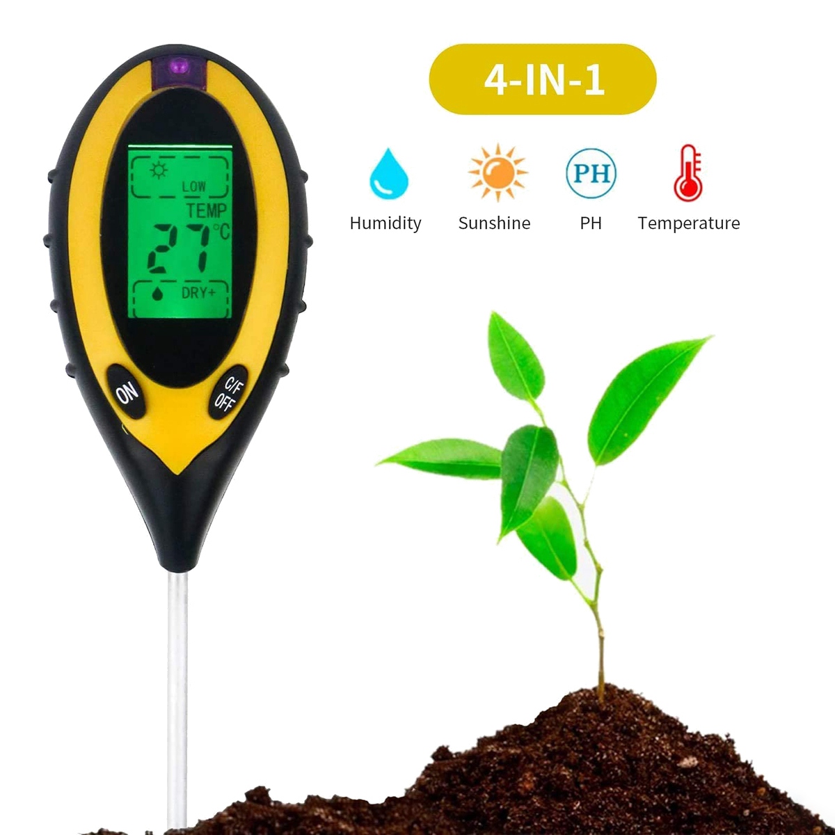 Soil PH Meter Soil Tester, 4 in 1 Soil Test Kit, Testing Kits. 