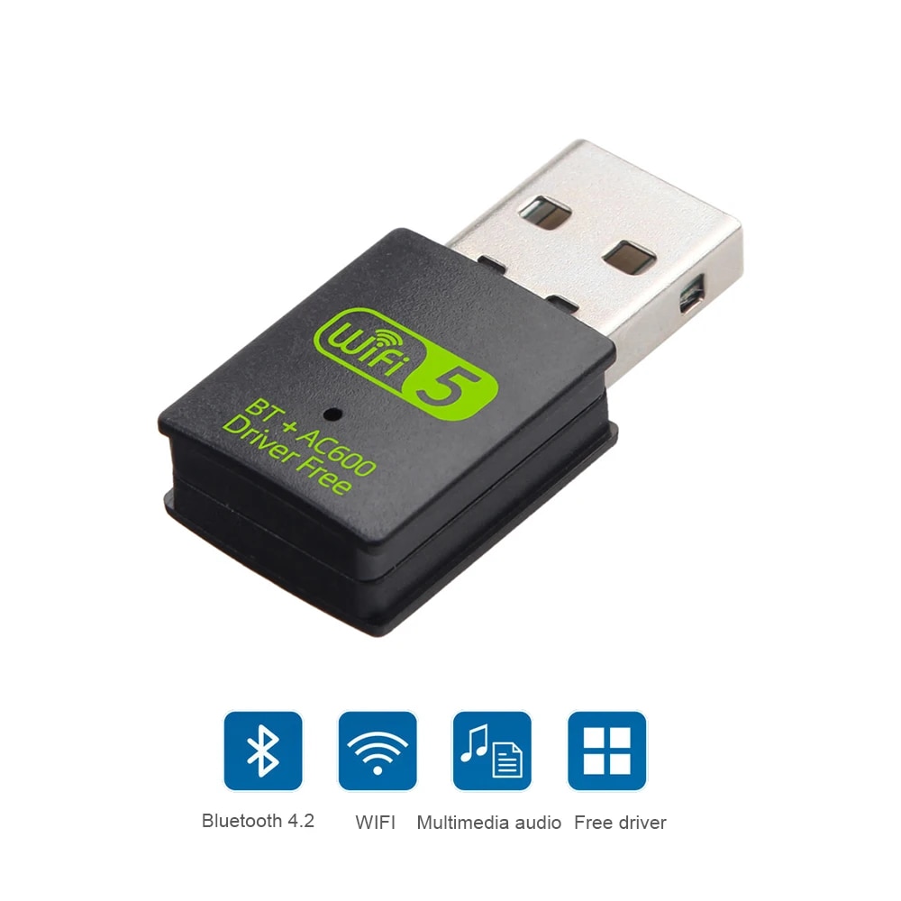 600Mbps USB WiFi Adapter WiFi Bluetooth-Compatible 2in1 Dual Band 2.4G 5GHz Mini USB WiFi Dongle Network Wireless WLAN Receiver. 