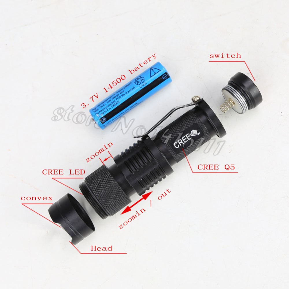 Anjoet LED Flashlight Q5 T6 L2 Mini Portable Torch Adjustable Zoom Flash Light Lamp use 14500 and 18650 battery for Bike light. 