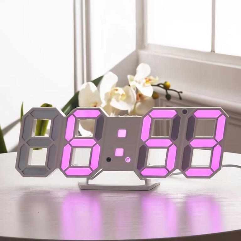 3D LED Digital Wall Alarm Clock 15 Inch Large Snooze Night Light USB Powered with Remote Control Function Time/Date. 