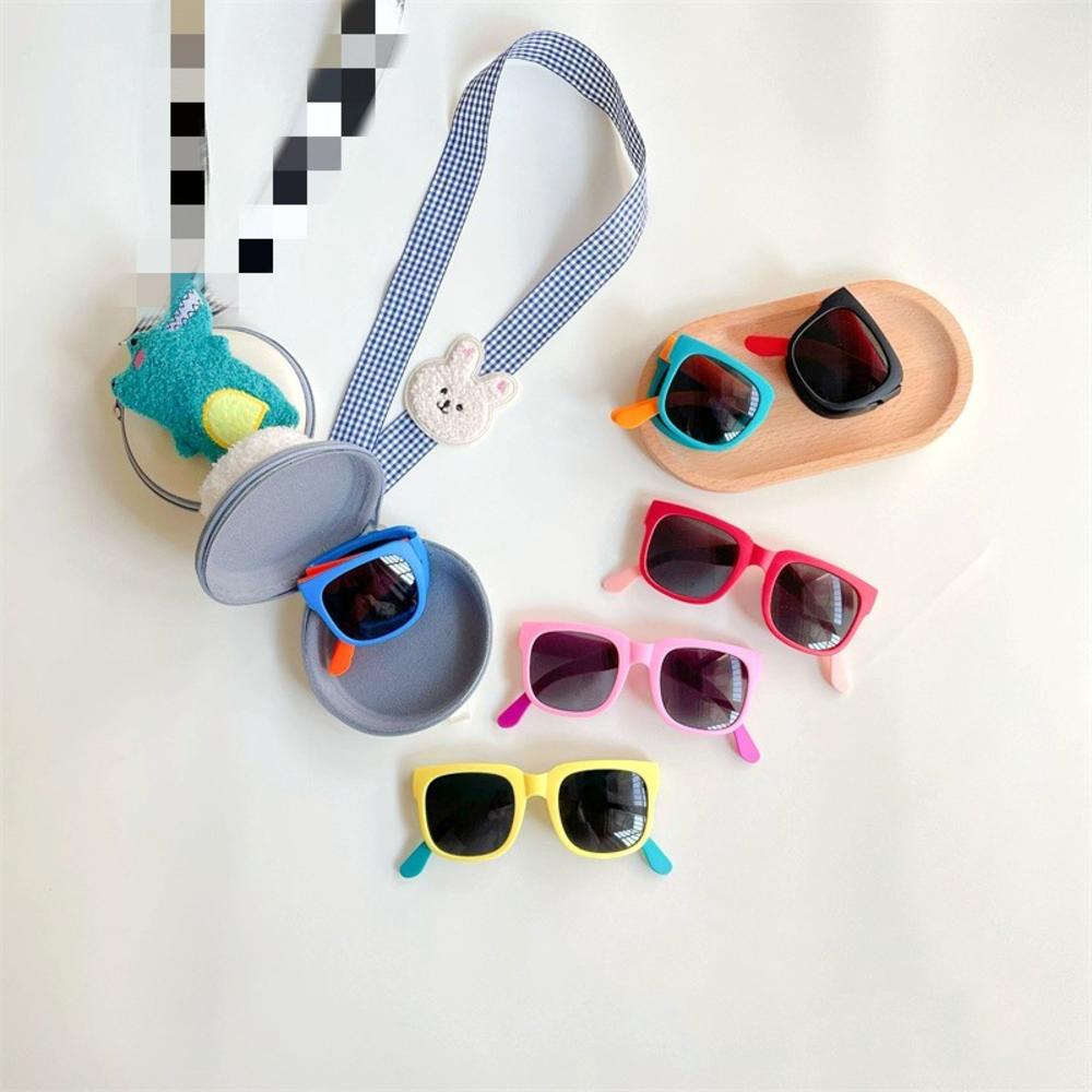 (NEW)Portable Foldable Kids Sunglasses with Box Set Contrast Color Sun Glasses Children Baby Shades UV400 Protection Classic Eyewear