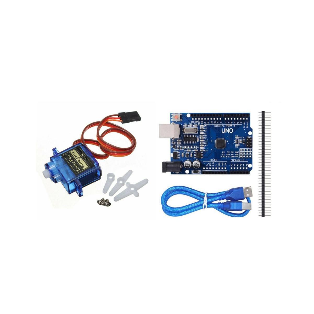 Arduino Uno R3 SMD With Servo Motor Combo Pack. 