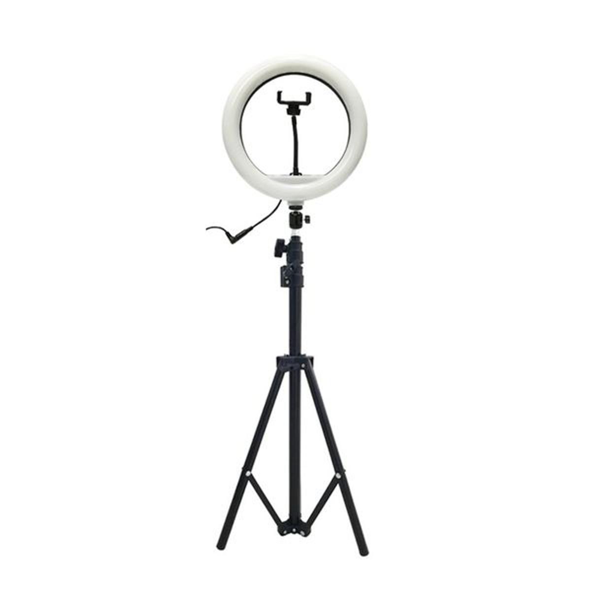 12 Inch Dimmable LED Selfie Ring Light with Tripod Stand and Phone Holder for Photography, Makeup, YouTube, Live Streaming, 2700K-5500K Color Temperature, USB Plug, 120 LED Beads, 24W Power. 