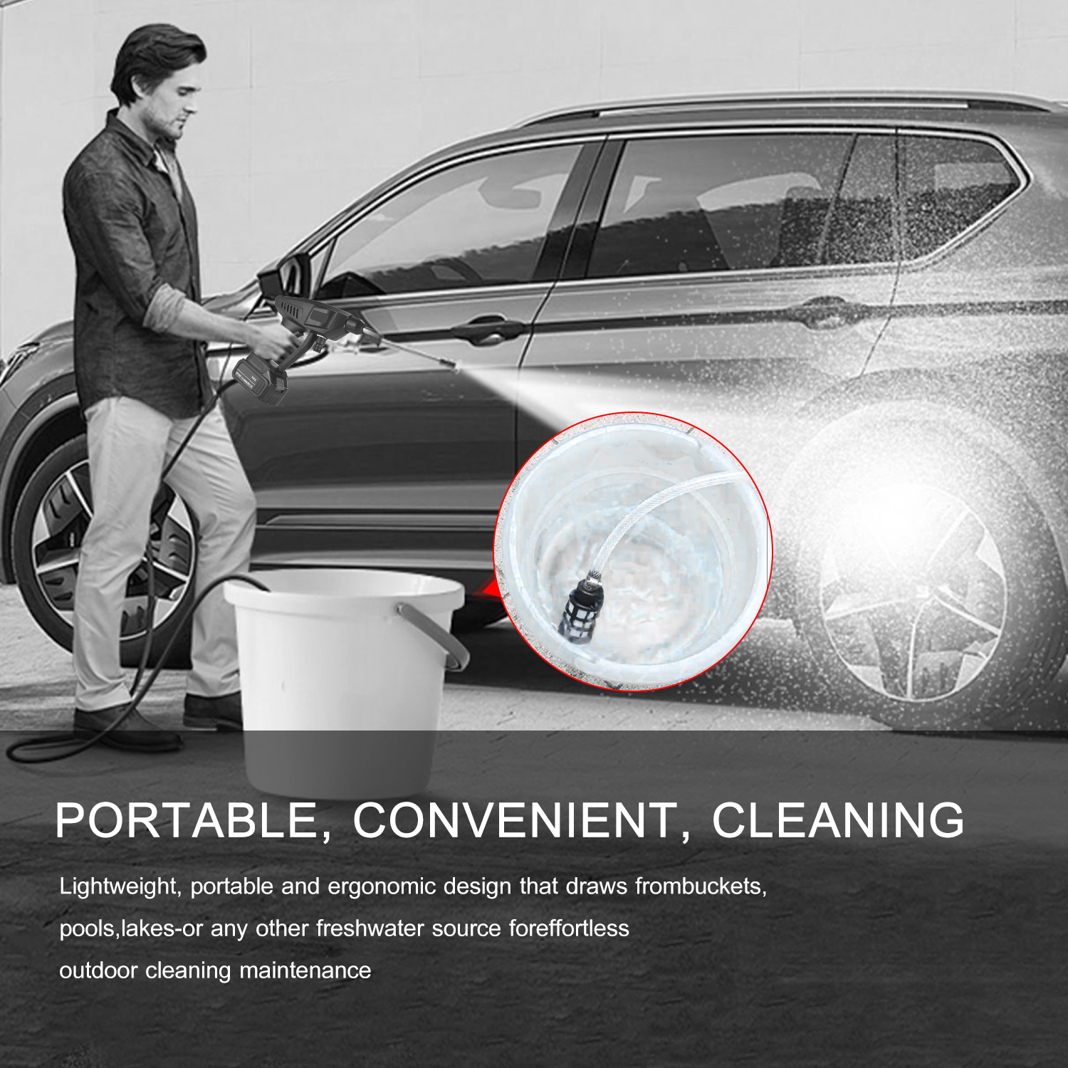 25V Portable High Pressure Washer Machine 15A 30Bar Cordless Washer G-un With Foam Generator Nozzle Water Pump Auto Garden Sprayer. 