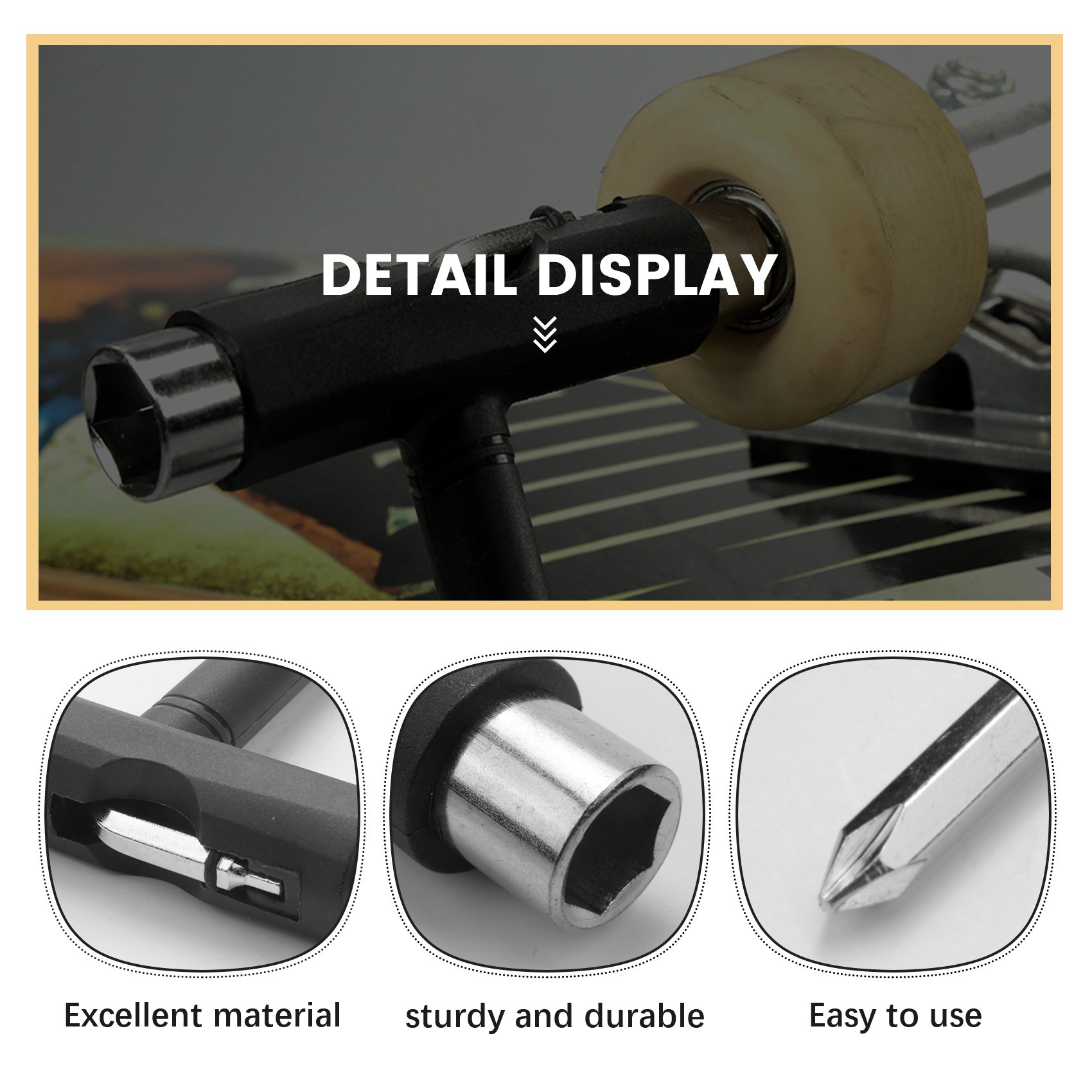 Skateboard Repair Tools Kit Multifunctional Skateboards Wrench T-Shape Roller Skate Wrench. 