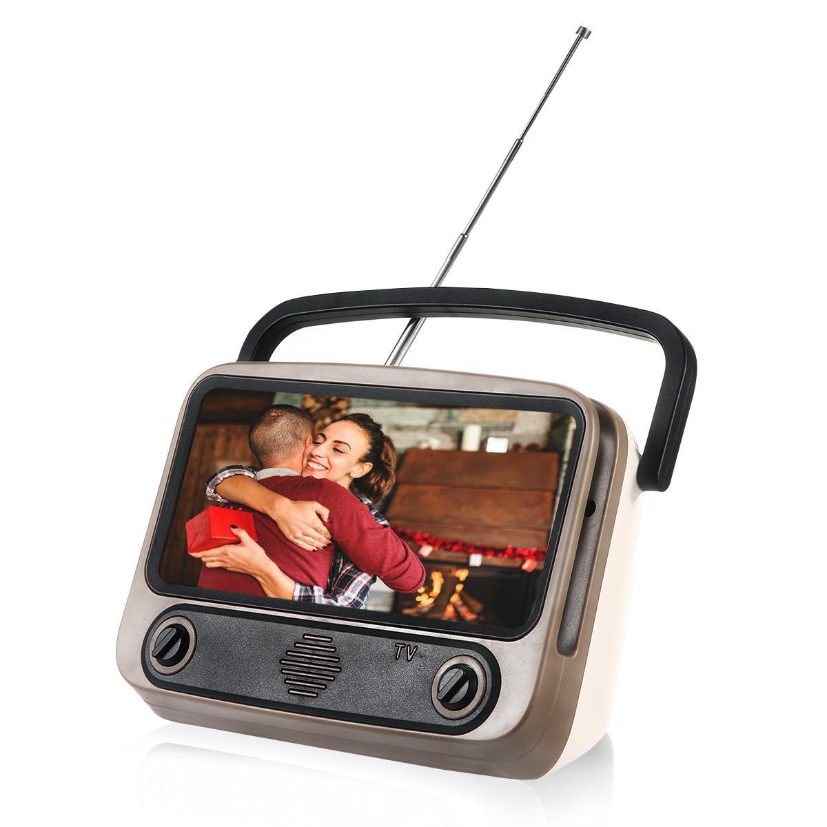 Wireless Portable Speaker,Retro TV Radio With Smartphone Stand Holder,TF Card, AUX FM Radio,3D Stereo Sound Quality For Camping, Biking. 