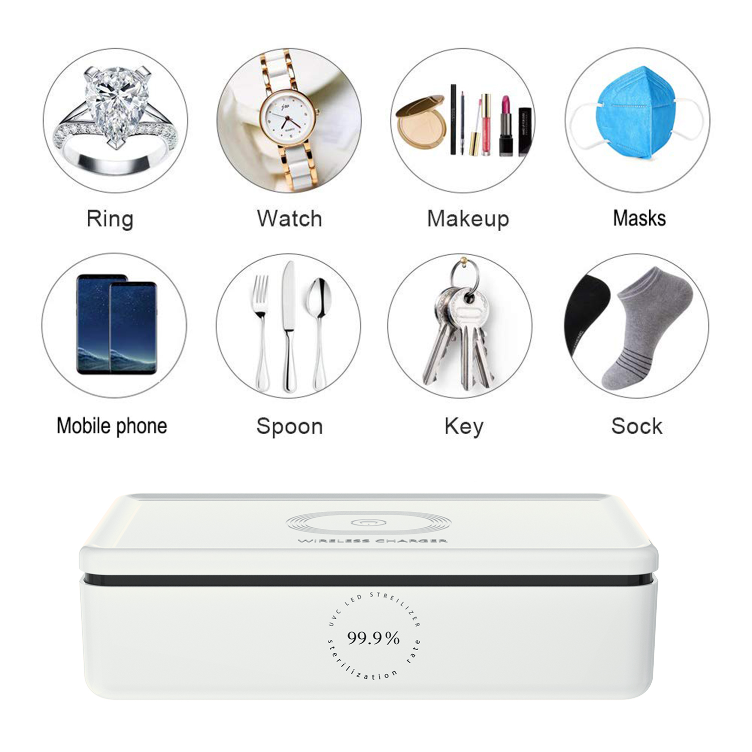 KOGEEK UV Cell Phone Sterilizer and Wire less Charger Multi-Function Disinfection Box 3-in-1 Disinfection Machine Charger & Aromatherapy for Face Mask Smartphone Small Items. 
