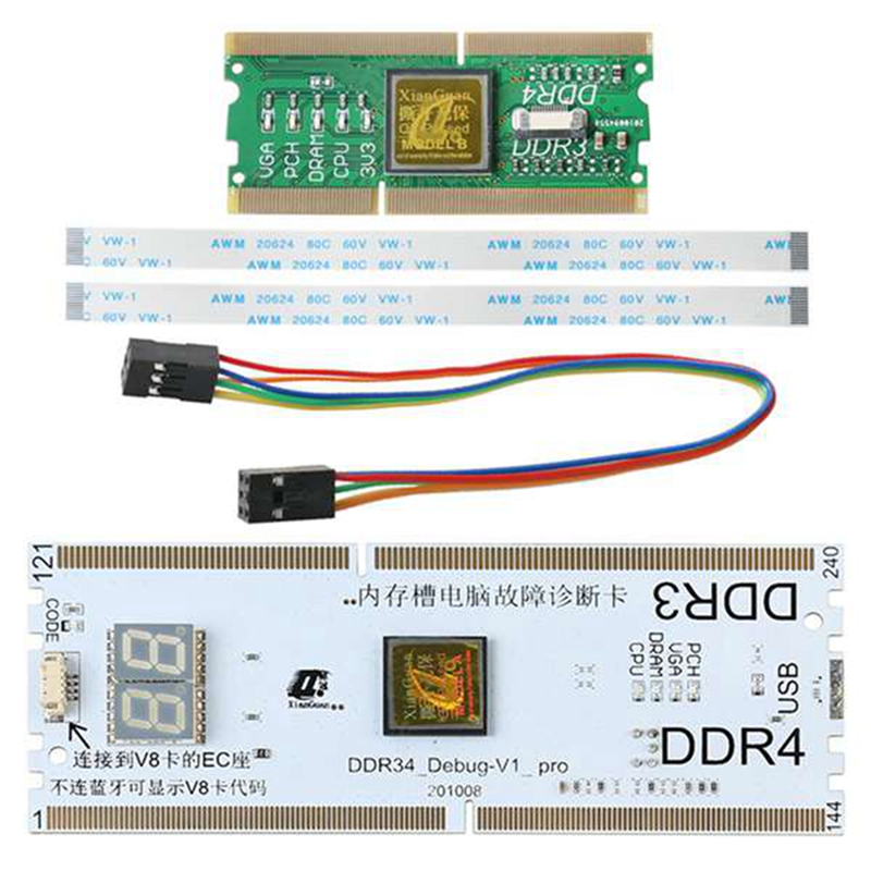 Laptop/Desktop Motherboard Memory Slot DDR3/DDR4 Diagnostic Analyzer Test Card Notebook for DDR3/4 Repair. 