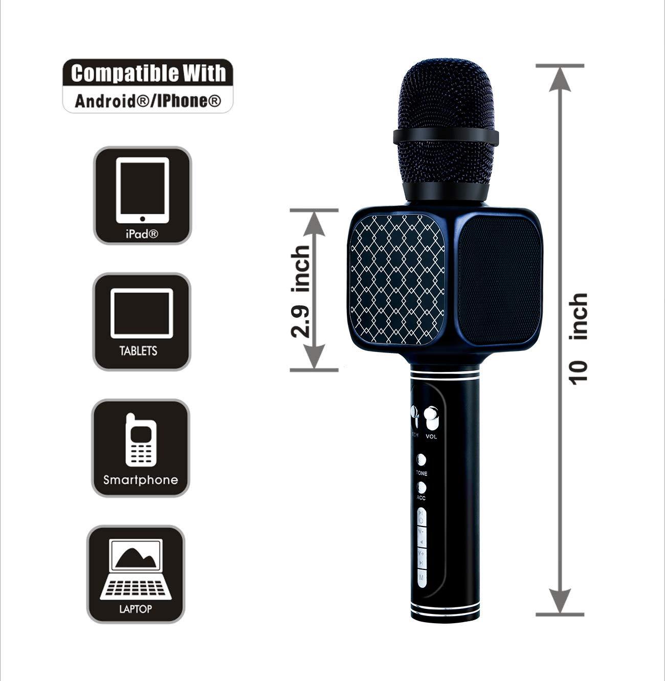 Professional Portable Wireless Karaoke Microphone Handheld Cellphone Karaoke Player Support USB/ Micro SD card/ MP3 Player & Bluetooth. 