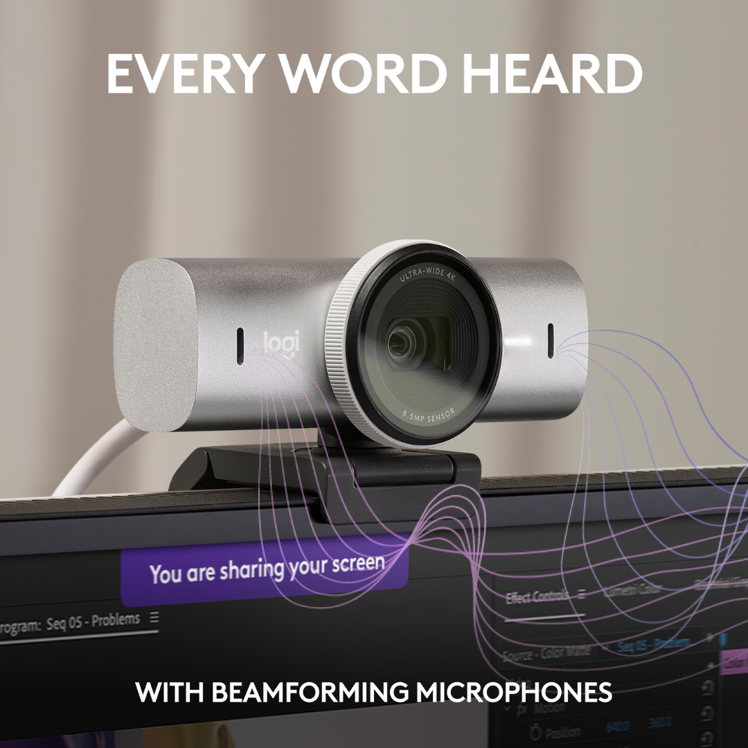 Logitech MX Brio Ultra HD 4K Streaming Webcam, 1080p at 60 FPS, USB-C, Webcam Cover, Works with Microsoft Teams, Zoom, Google Meet. 