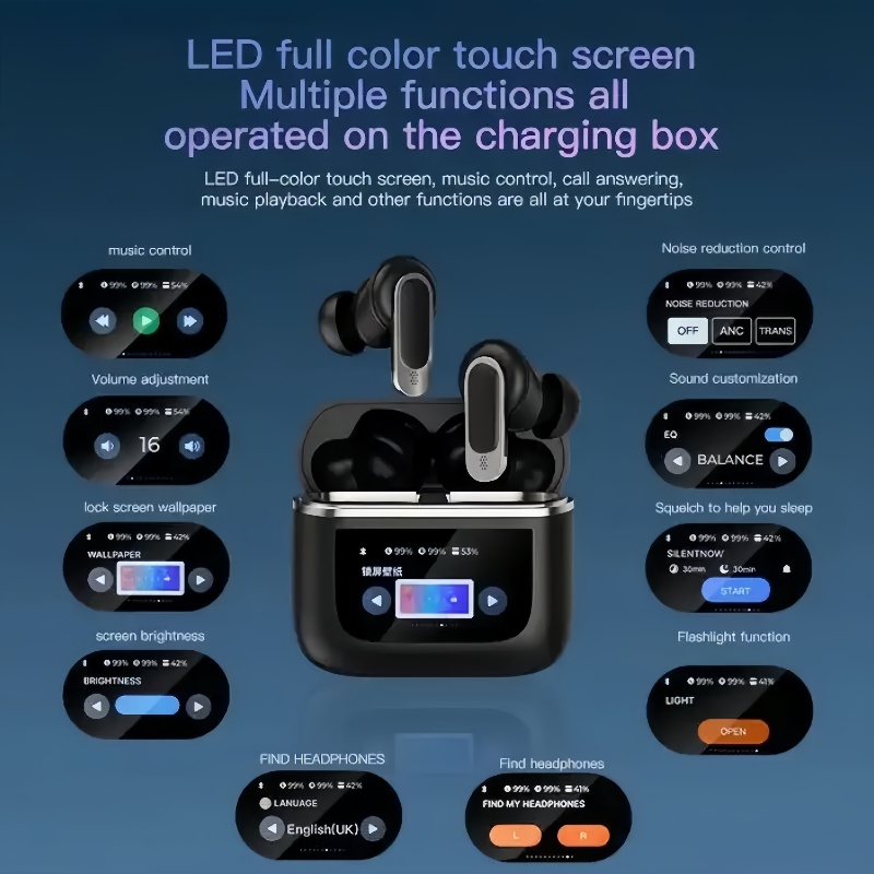 New Design ANC+ENC TWS V8 In-Ear Headphones Noise Cancelling Wireless Earbuds Gaming Compatible Smart Phones Computers Laptop