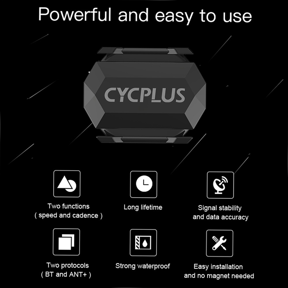 CYCPLUS 2-in-1Bike Speed/Cadence Sensor - black. 