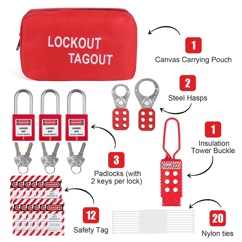 Lockout Tagout Kit Electrical-Group Lockout HaspsTags,Lock Out Industrial Tools 2 Key Per Lock for Facotory Protect Safe Easy Install Easy to Use. 