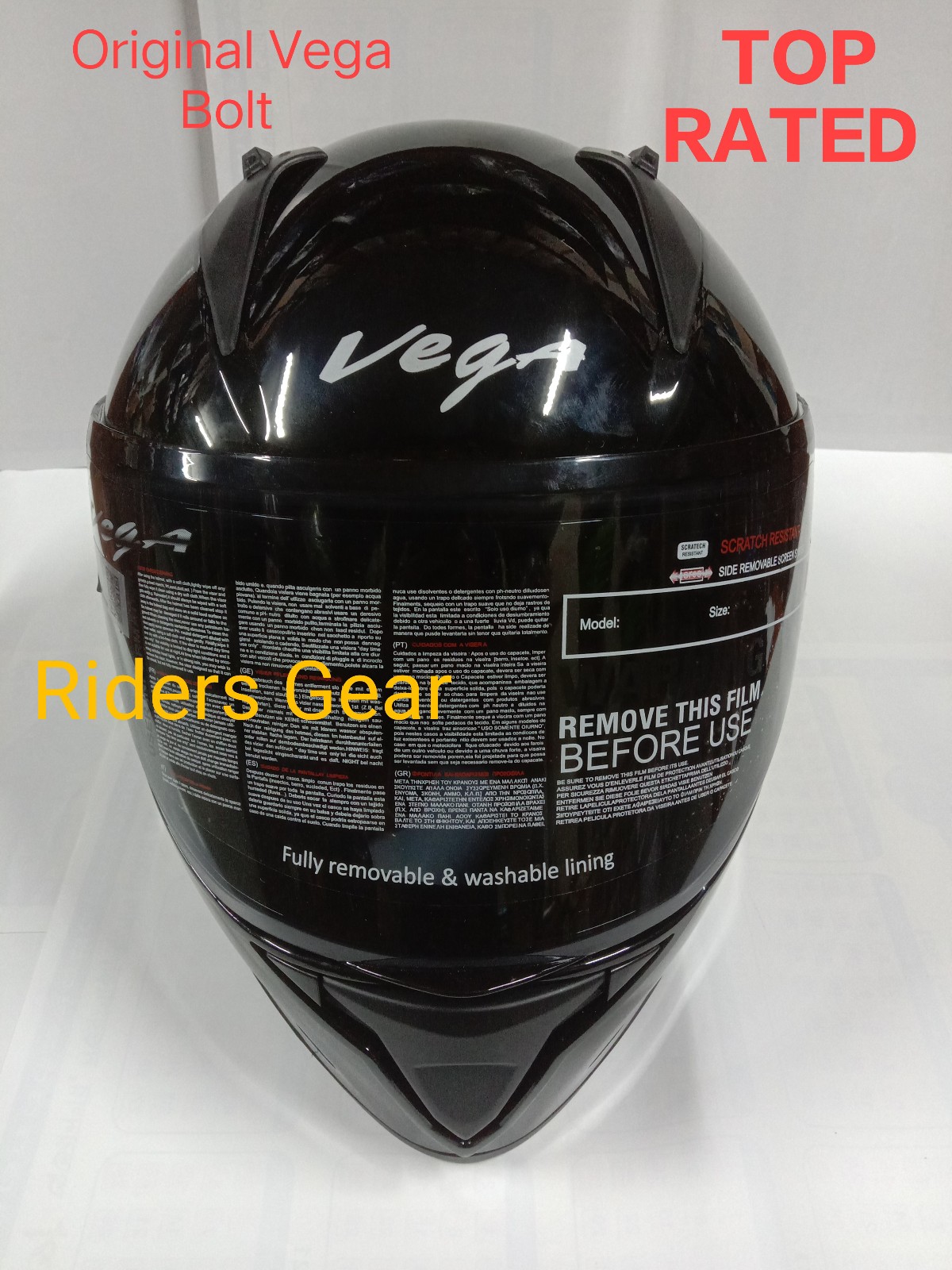 Bolt Bunny with Dual Certification Glossy Black FullFace Helmet
