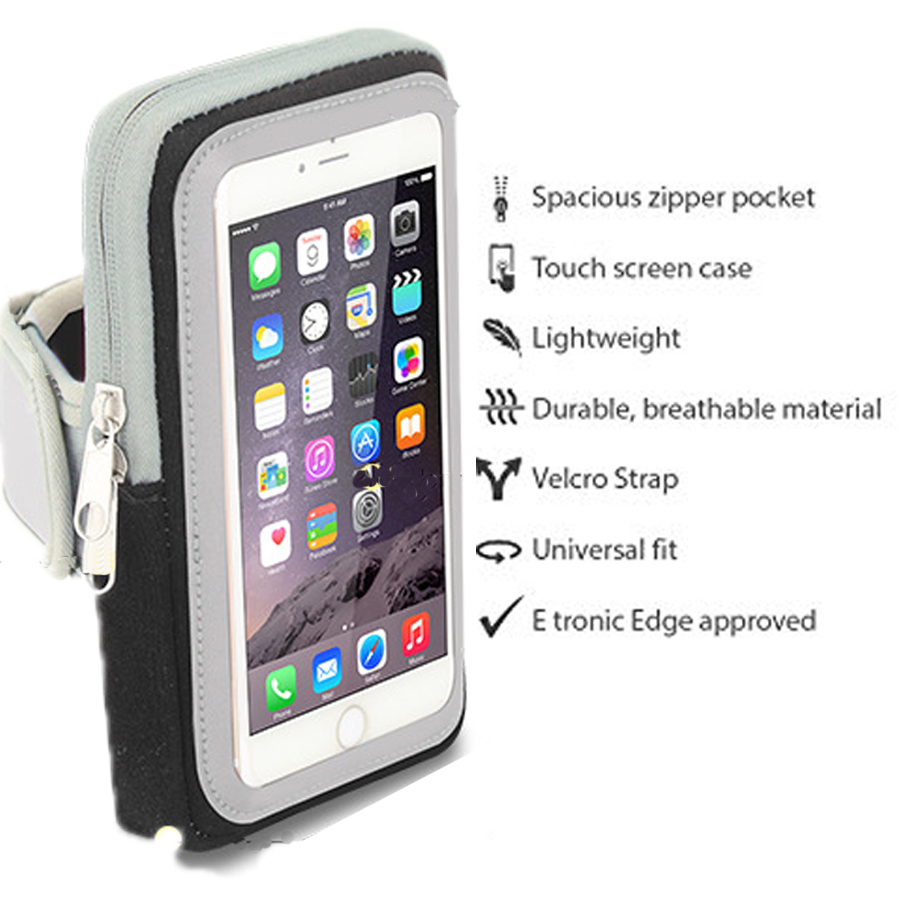 (Black)Sports Arm band Arm Bag Cell Phone Holder Case Arm Band Strap With Zipper Pouch  Mobile Exercise Running Workout For Android and Apple Phone Touch. 