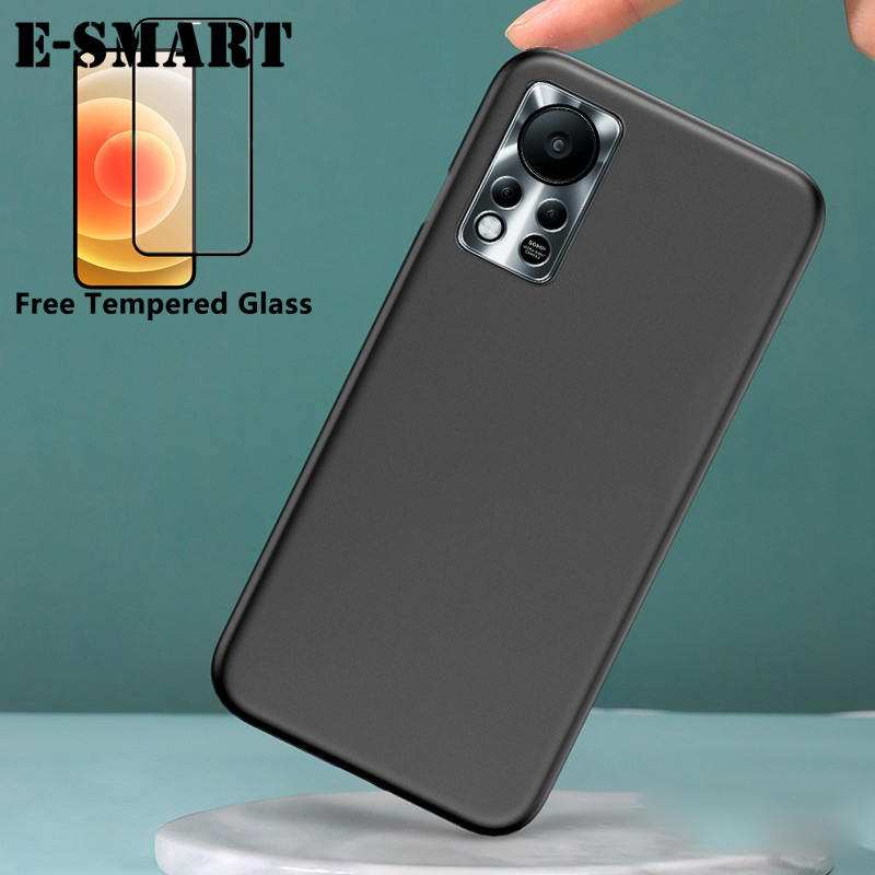 Phone Case infinix Hot 11S NFC Soft Back Cover + Free Tempered Glass Screen Protector Matte Silicone infinix Hot11S NFC Case