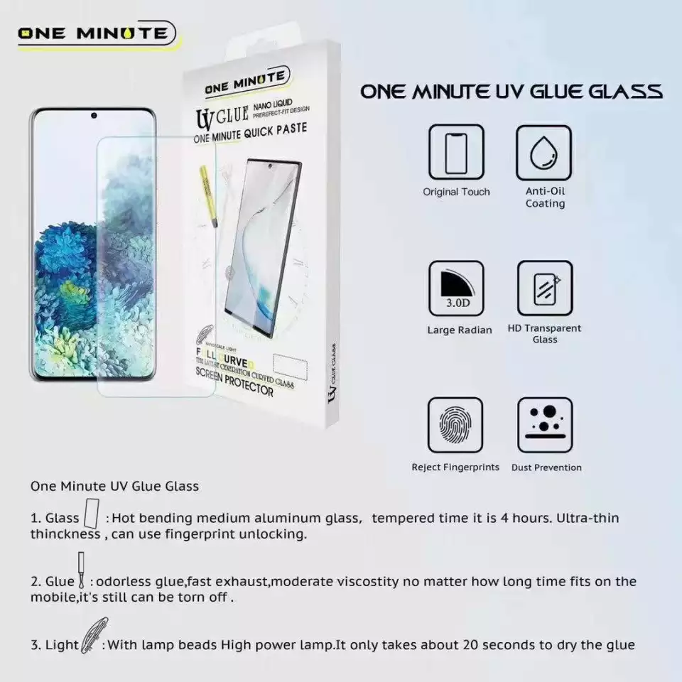 Samsung Galaxy S23 Ultra - UV Glue Nano Liquid One Minute Quick Paste Curved Screen Protector. 