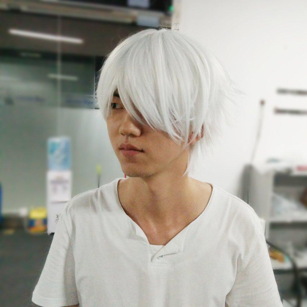 【Serendipity party】Male White Wig for Cosplaying  Characters Straight Short Synthetic Wigs. 