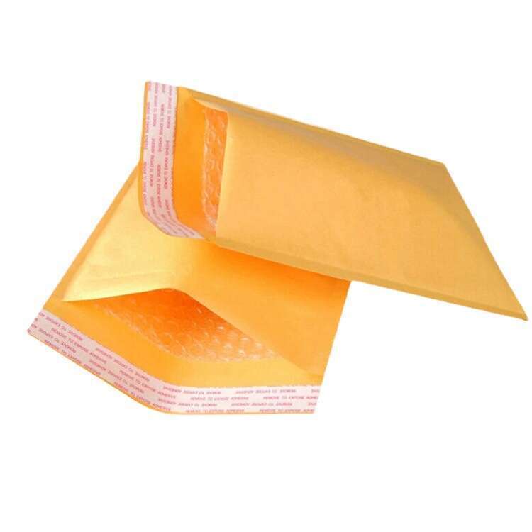 Kraft paper envelope bubble yellow foam air bead packing bag. 