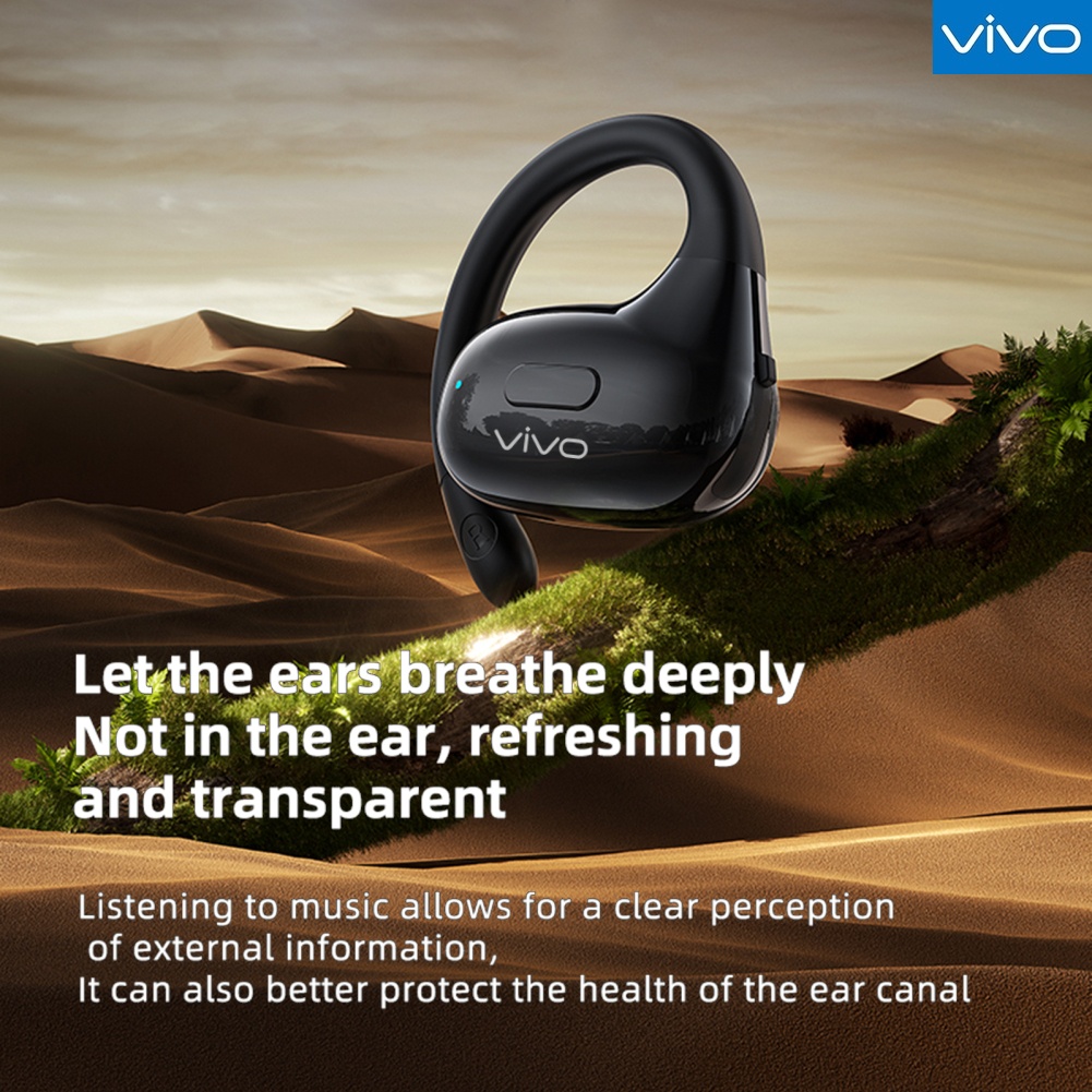 【Ready Stock+FREE Shipping+COD 】VIVO T18 Wireless Earbuds Open Ear Headphones With Earhooks Built-in Mics Headset For Sport Running Workout. 