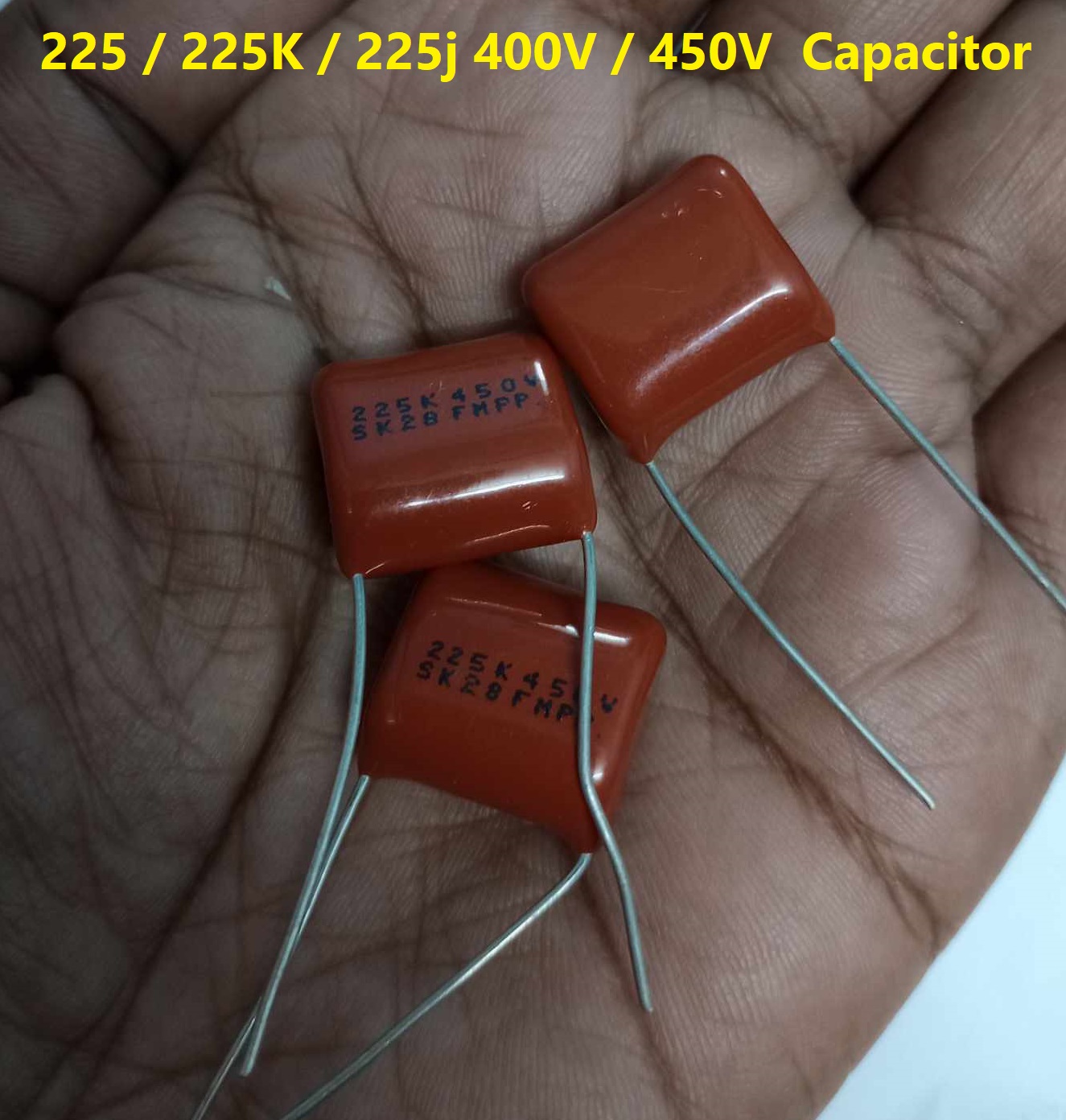 3Pcs-  METALLIZED 225 450V Capacitor Metallized 225j / 225K 450V / 400V Polypropylene Capacitor Mylar 2200nF Polyester Film Capacitors 2 Pin Leads Connections Leg. 