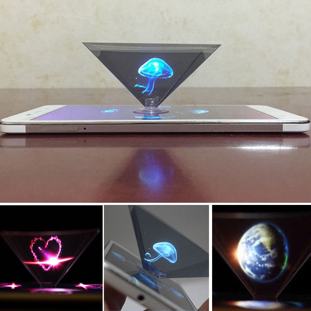 3D Holographic Hologram Display Pyramid Projector Video for Phone &Tablet pad. 