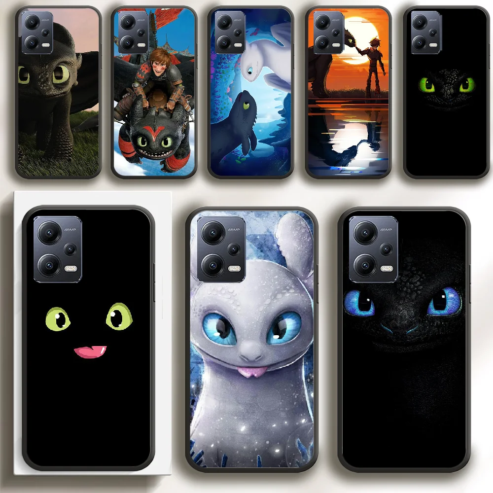 Train Dragon Toothless Phone Case Cover For Xiaomi Redmi Note 8 9 10 11 12 13 Pro Plus TPU Soft Black