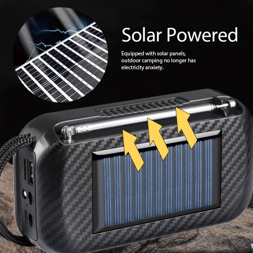 D12 Rechargable Bluetooth Solar FM Radio With Flashlight. 