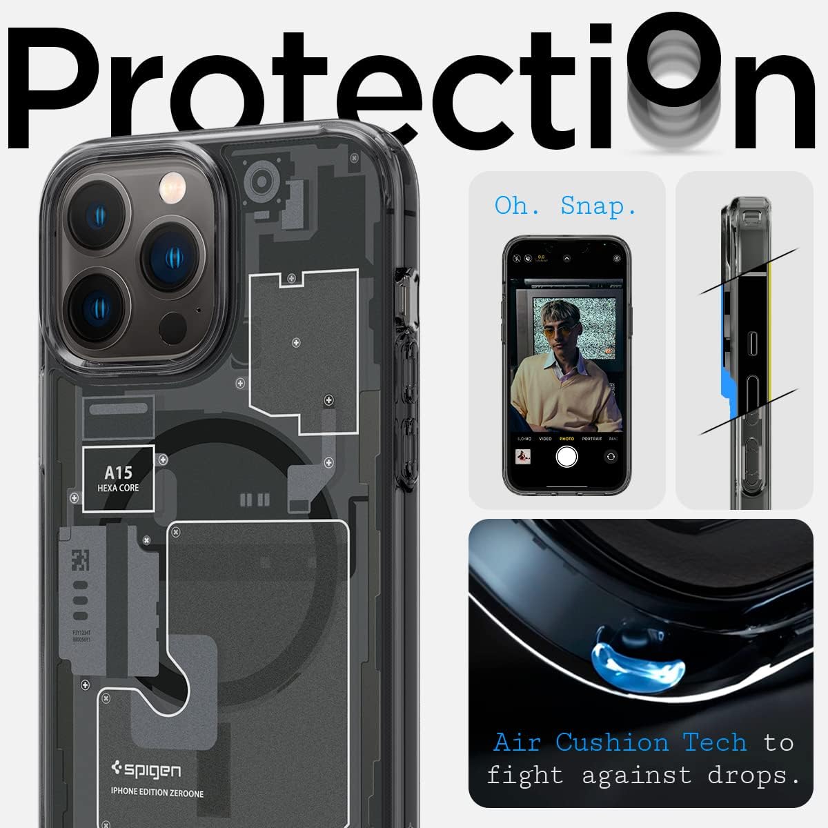 Spigen Ultra Hybrid Zero One Magfit Back Cover Case Compatible with MagSafe Designed for Apple iPhone 13 Pro Max 6.7 inches 2021 (TPU + Poly Carbonate | Zero One). 