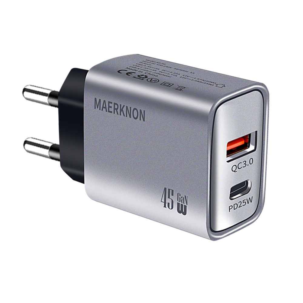 GaN Charger 45W USB C Charger QC3.0 PD 25W USB Type C Fast Charging Phone Adapter For iPhone 15 14 13 12 Pro Max Samsung Xiaomi