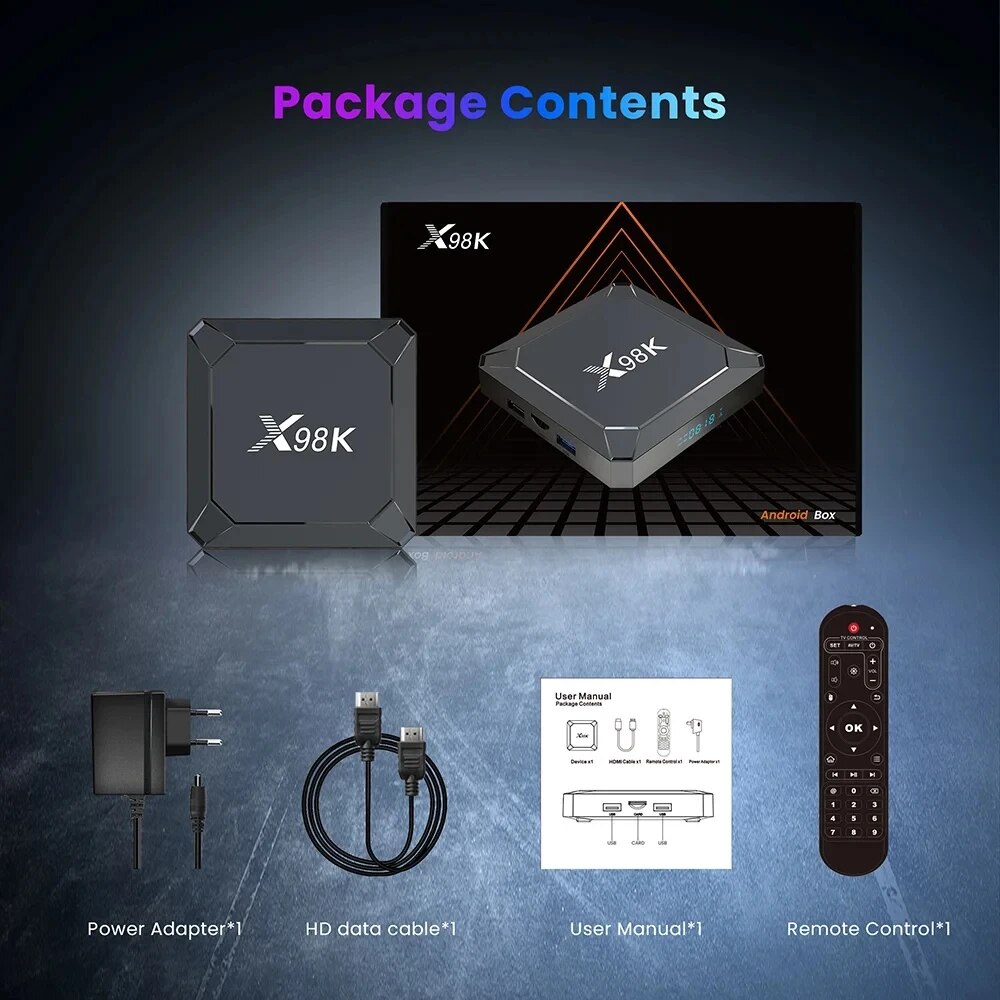 X98K TV Box Android 13 Rockchip RK3528 2GB 16GB / 4GB 32GB BT5.0 AV1 Wifi6 2.4G 5G Wifi 4K HD Smart Media Player Set Top Box. 